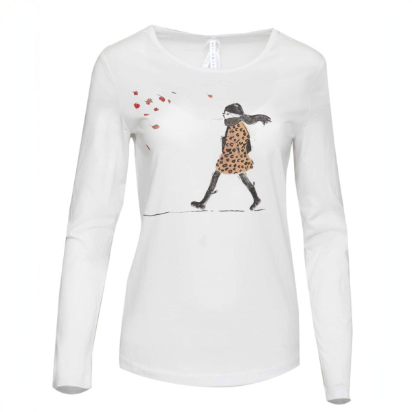 Louis & Louisa, T-Shirt, Leo Mädchen, beige braun, Langarm